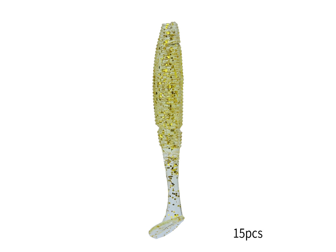 Small T-tail Soft Bait (simulated Fish Lure, Sequins Design) 50mm 1g 15pcs/pack 7 Gold