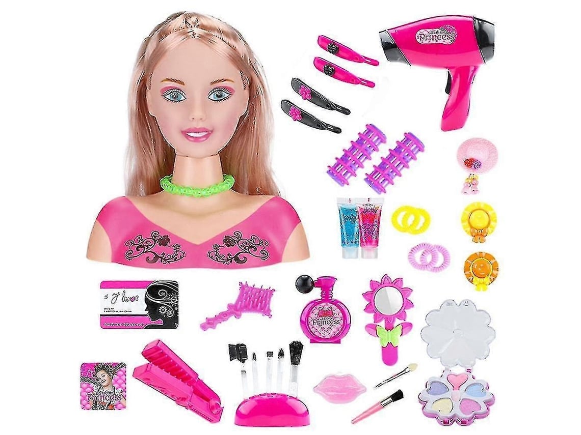Cabeça De Boneca Com Maquilhagem E Cabelo Para Pentear