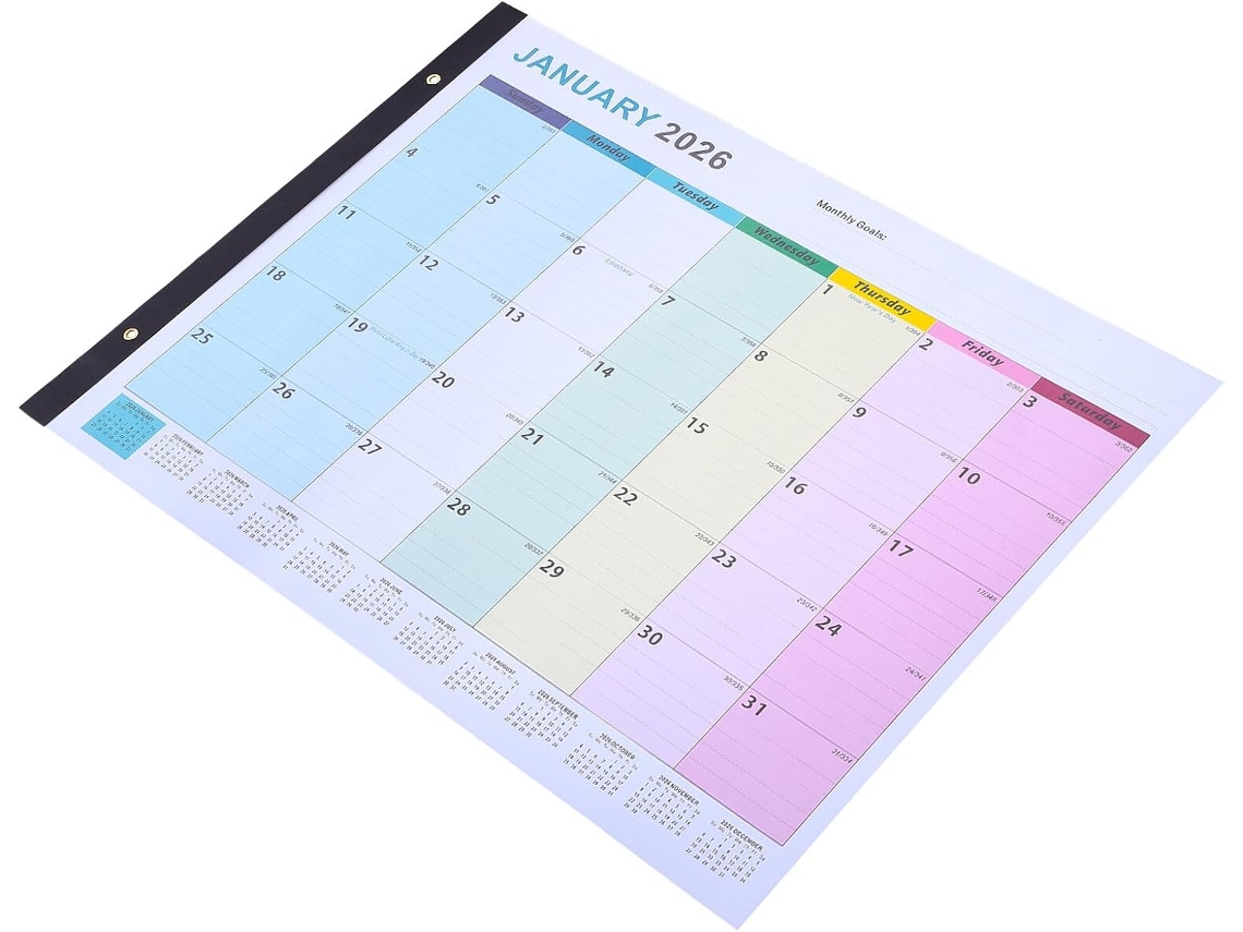 Calendário de Parede 2026 2027 em Formato 261 X 276 Cm, Mensal 18 Meses, para e Sem CHABERLU