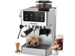 Máquina De Café Expresso Airmsen Moedor Inox 20 Bars, 2 Xícaras De Espresso, Para Cappuccino, Latte, Café Gelado, Expresso