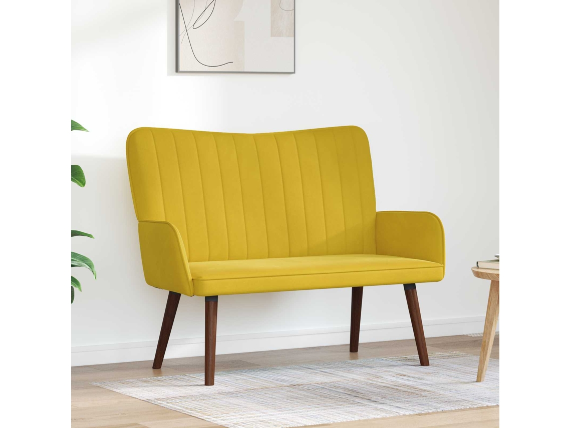 Vidaxl Sofá Para 2 Pessoas Amarelo 115 X 61 X 87 Cm Veludo