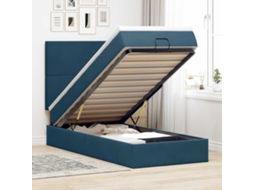 Vidaxl Estrutura De Cama Otomana Com Colchões Azul Escuro Veludo