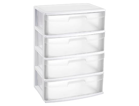 Gaveta De Organização Nilo Ideal Para Casa Ou Trabalho Fabricação De Plástico 4 Gavetas Translúcidas 80,5 X 56 X 40 Cm Cor Branco Acan