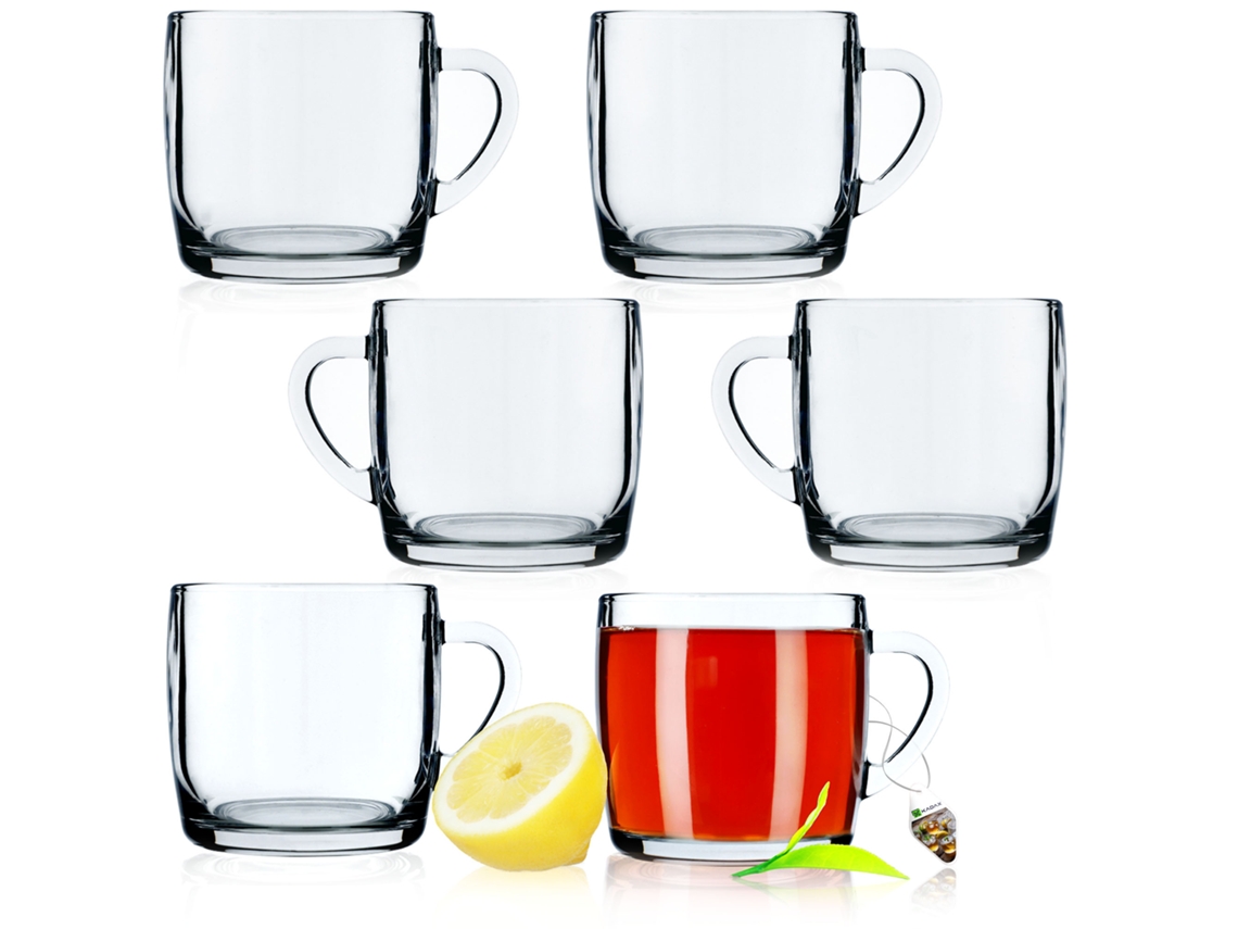 Conjunto de copos de chá e café com 310 ml de vidro e alça, 6 peças da Kadax