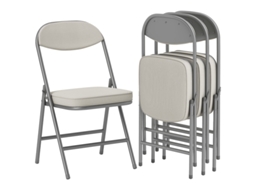 Conjunto 4 Cadeiras Dobráveis Camping Aço Branco Creme