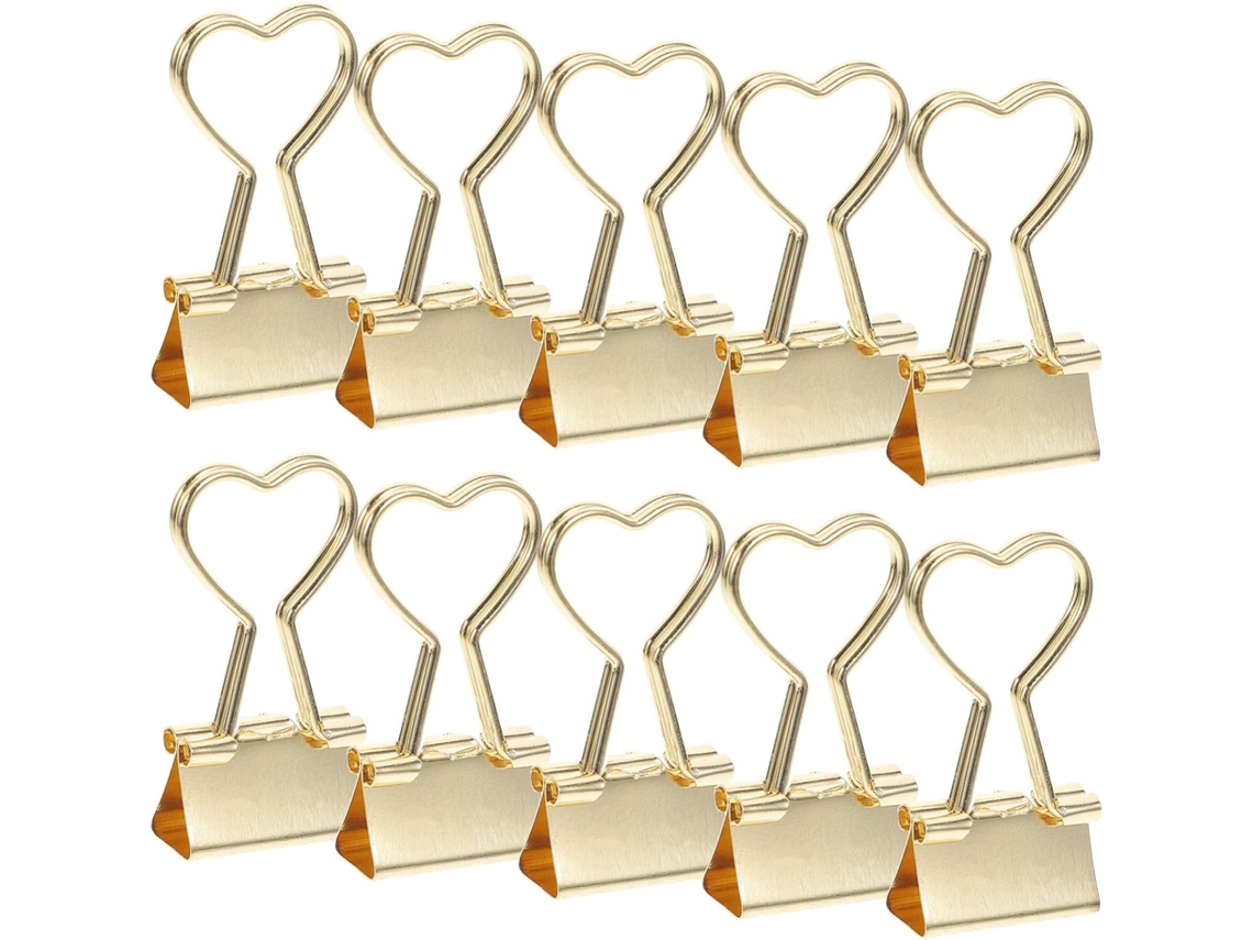 Conjunto Villcase com 10 pequenos clipes de metal para mesa, resistentes e com acabamento refinado, ideais para