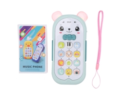 Primerox brinquedo Telefone Bebê com Luz e Som Simulação Celular Infantil Azul Claro