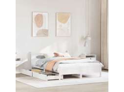 Vidaxl Cama Sem Colchão 135x190 Cm Madeira de Pinho Maciça Branco