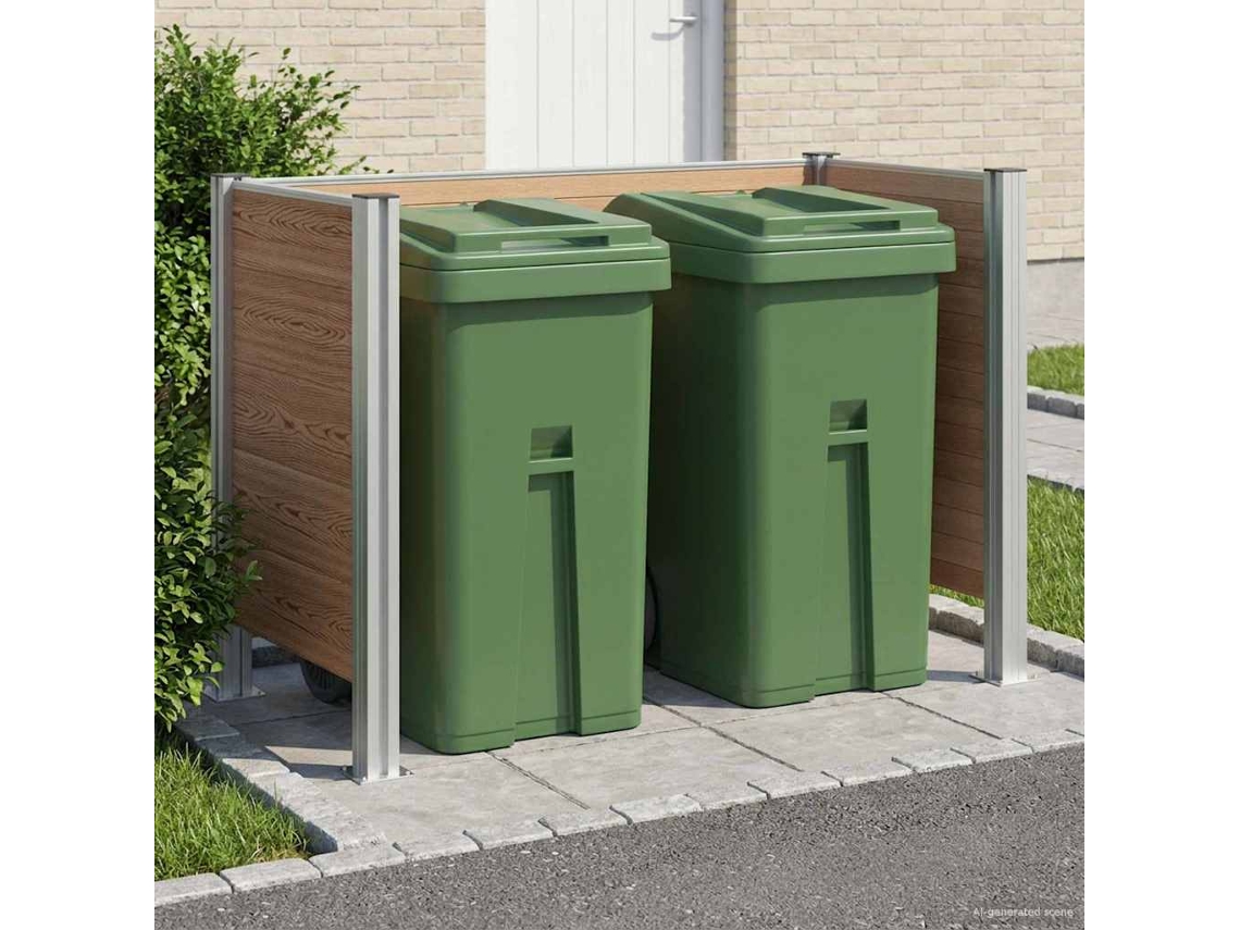 Vidaxl Cerca Para Caçamba De Lixo Castanho 161 X 85 X 115 Cm