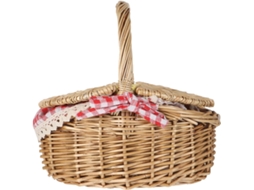 Cesto para Legumes Leve, Feito de Plástico Trançado À Mão na Cor Cáqui, com Tampa. Design Elegante para Piqueniques Ao CHABERLU