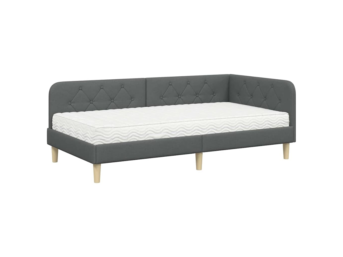Estrutura de Cama de Canto Cinza Escuro com Tecido MAISON EXCLUSIVE 100x200 cm