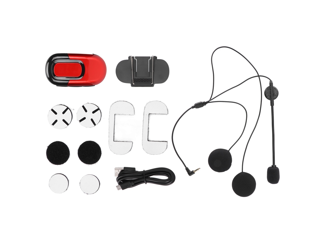 Fone De Ouvido Para Capacete De Moto Com Redução De Ruído Bluetooth 5.0 Impermeável Para Pilotagem Vermelho