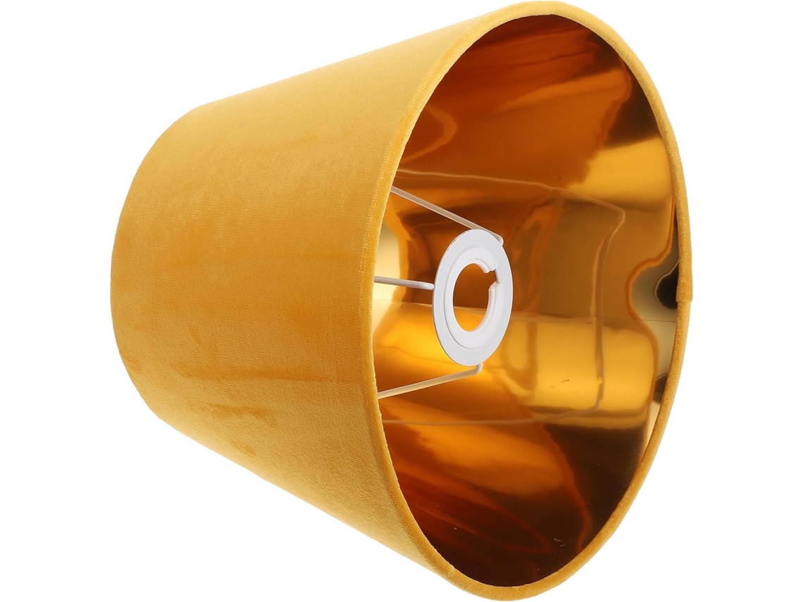Abajur Forrado com Tecido Dourado, Leve e Compacto, Acessório Decorativo para Sala de Estar, Ideal para Presente. SFUSHOS