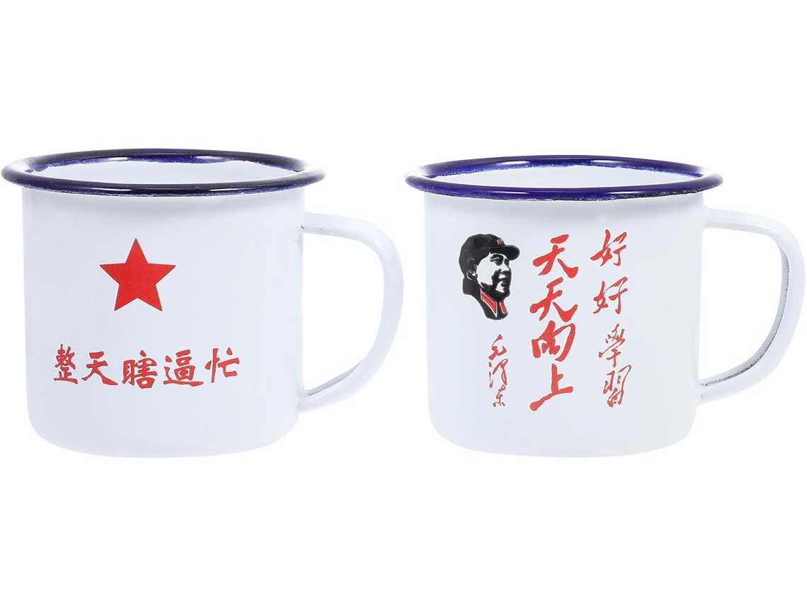 2 Peças Caneca De Esmalte Mini Retrô 150ml, Cor Claro