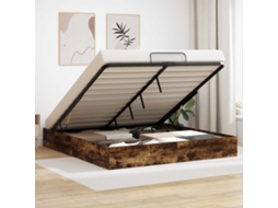 Vidaxl Estrutura de Cama Ottoman Carvalho Fumado 203 X 180 X 25 Cm
