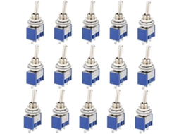 Pacote Com 15 Mini Interruptores Basculantes, Ac 125v 6a Liga/desliga, 3 Pinos, 2 Posições, Trava Automática, Spdt, Para Peças Automotivas, Azul