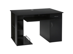Secretária para Computador com Prateleira, Gaveta, Suporte Teclado, 120x60x74cm Preto VISTA SHOP