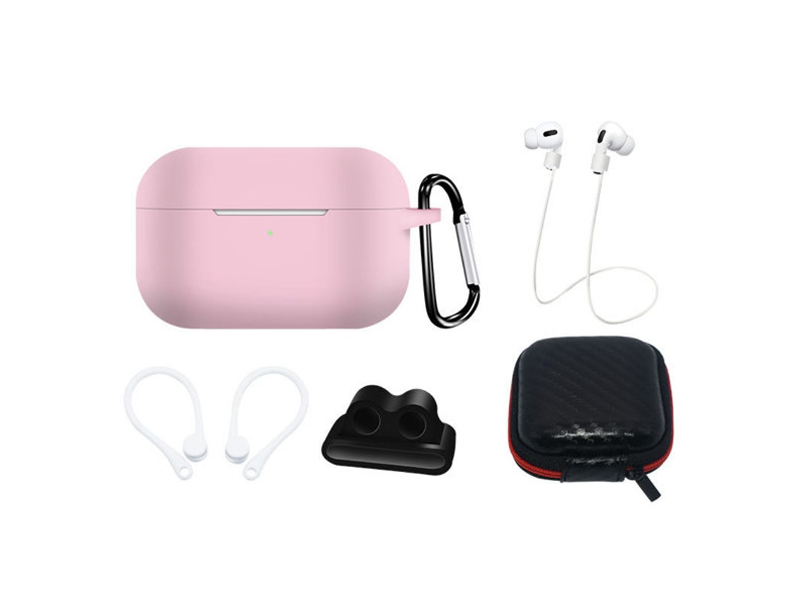 Capa de Silicone Gancho de Orelha Alça de Pescoço Suporte de Pulseira Mosquetão Rosa para Apple Airpods Pro 2/Airpods Pro 1 Rosa