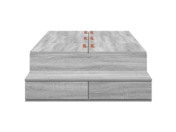 Cama De Solteiro Com Estrado Armazenamento Sonoma Lovely Home Madeira Tecido Cinzento (90x190x31.5cm)