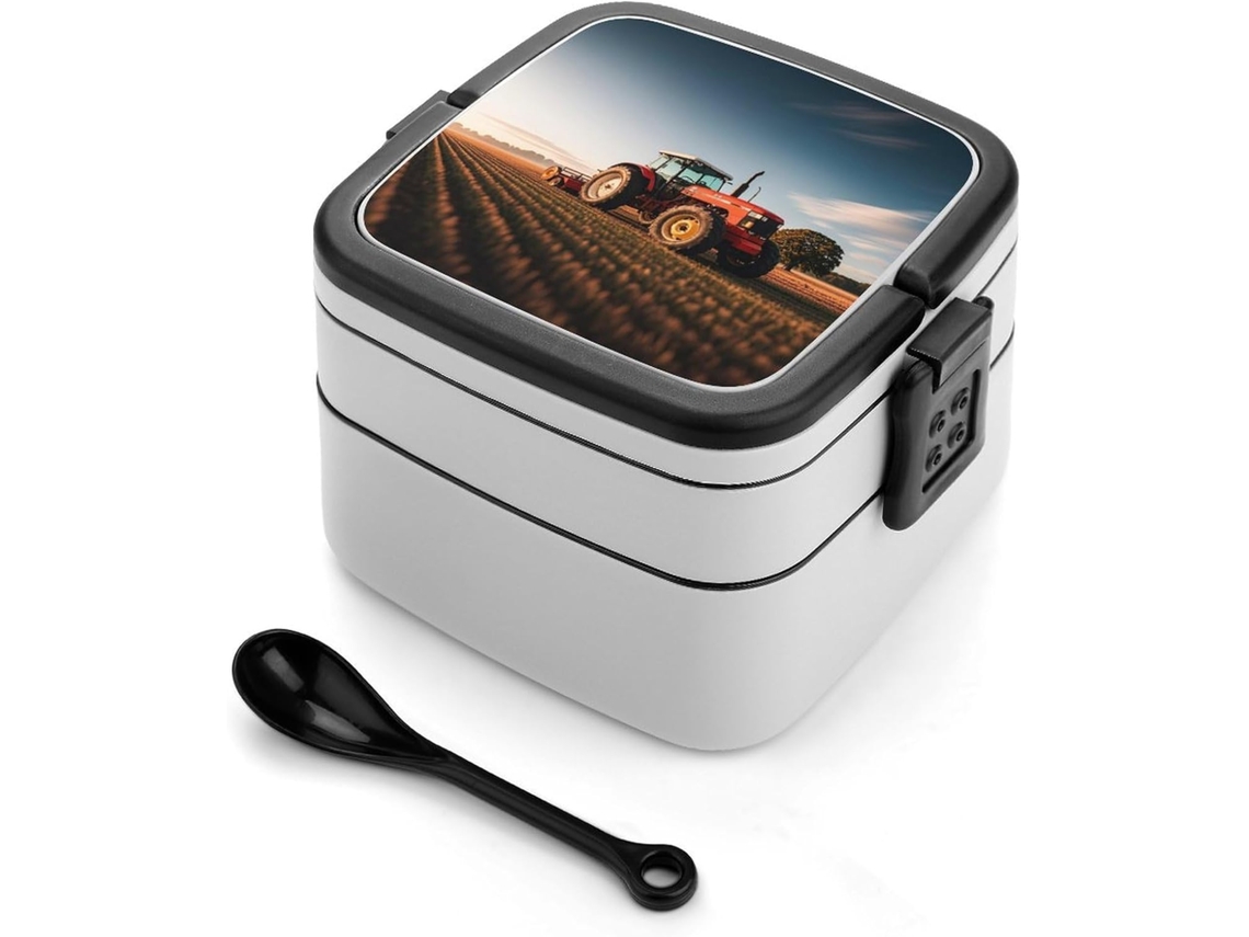 Lancheira Tractor Farm Para Adultos Com Colher, Design Fofo Com Dupla Camada, Empilhável, À Prova De Vazamentos, Ideal