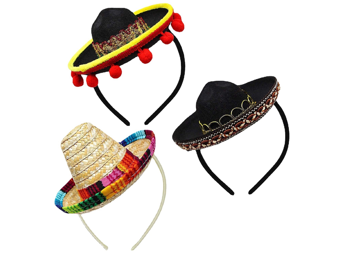 Pack de 3 Chapéus Sombrero Fiesta de Cinco de Mayo LAXISCREED