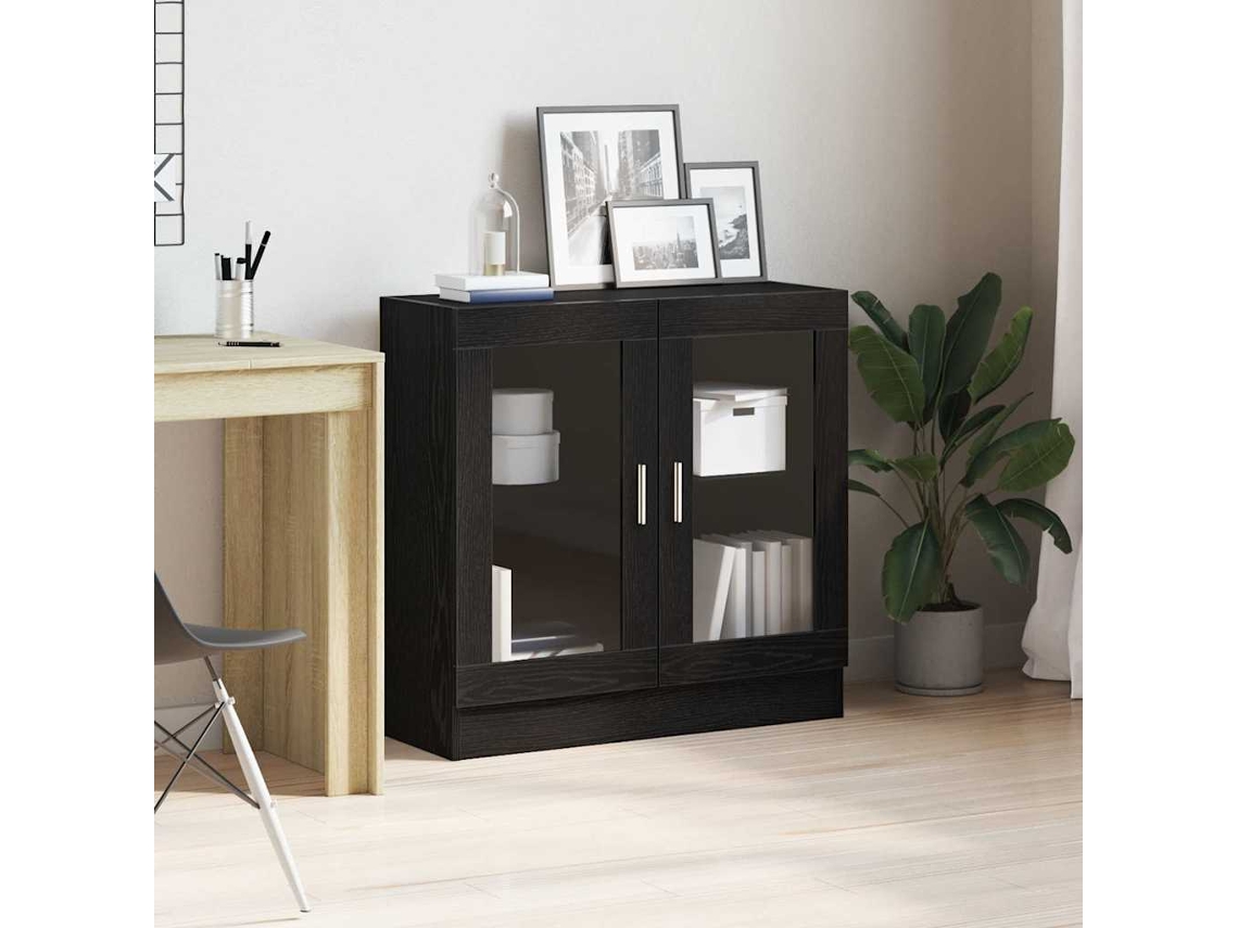 Vidaxl Gabinete De Livros Carvalho Preto 82,5 X 30,5 X 80 Cm