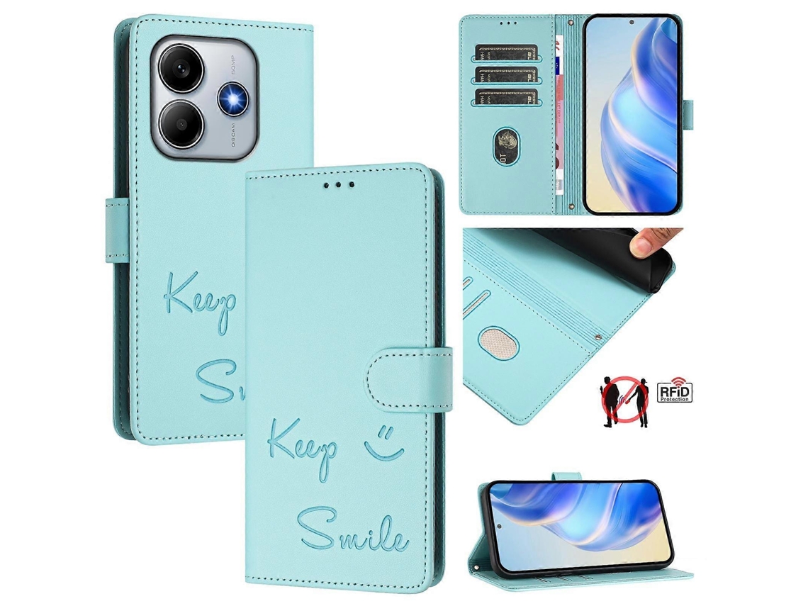 Capa De Couro Para Celular Com Rfid E Relevo Smile