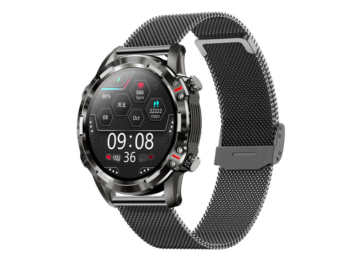 Smartwatch YIZHOOD Te406 Ecrã Touch de 1.32Inch Modo Desportivo À Prova de Água Ip67 Rastreador de Frequencia Cardiaca Preto