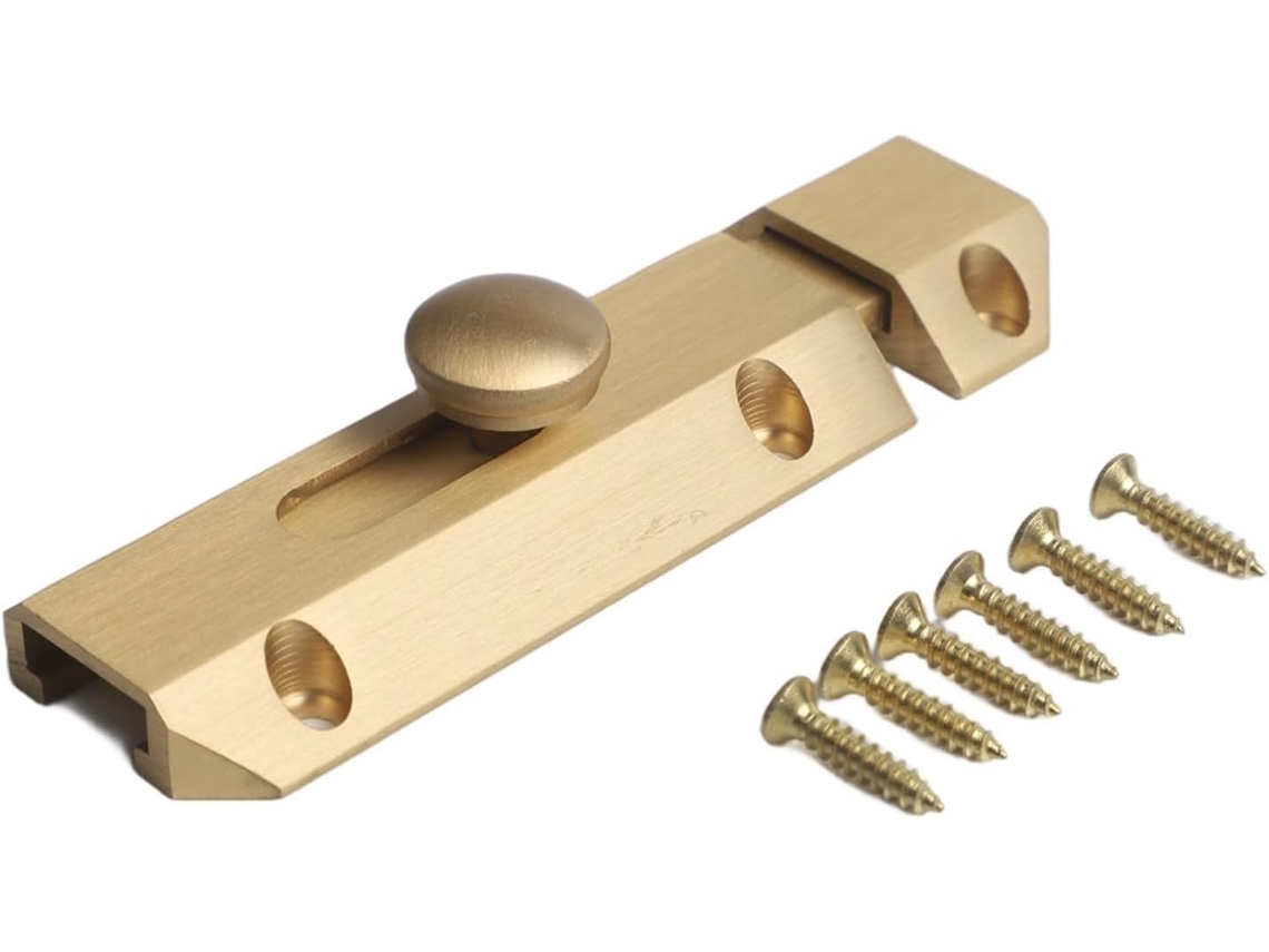 Parafuso Porta Correr Em Latão Antigo, Trava Segurança Reforçada 9,1 Cm (3,6 Polegadas) Portas Internas E Externas, E