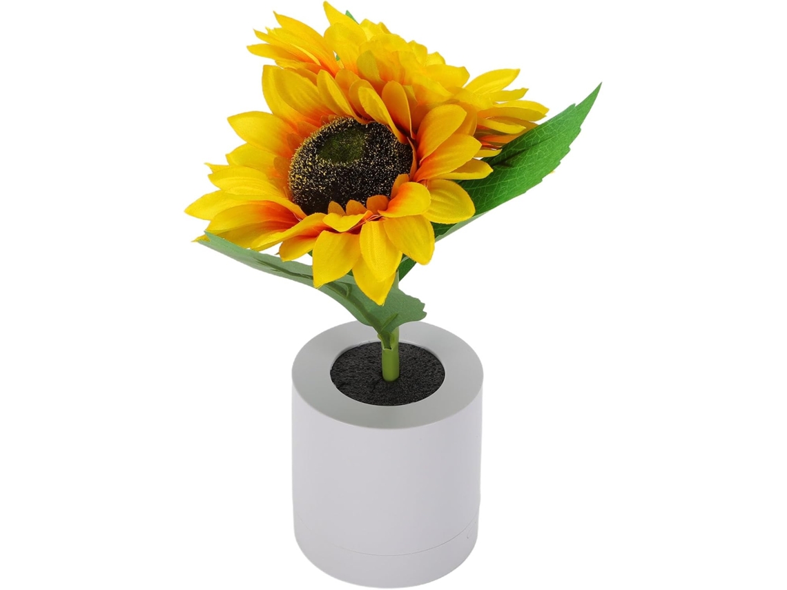 Luminária de mesa recarregável Changor com flores artificiais e brilho ajustável, com um charmoso design de girassol.