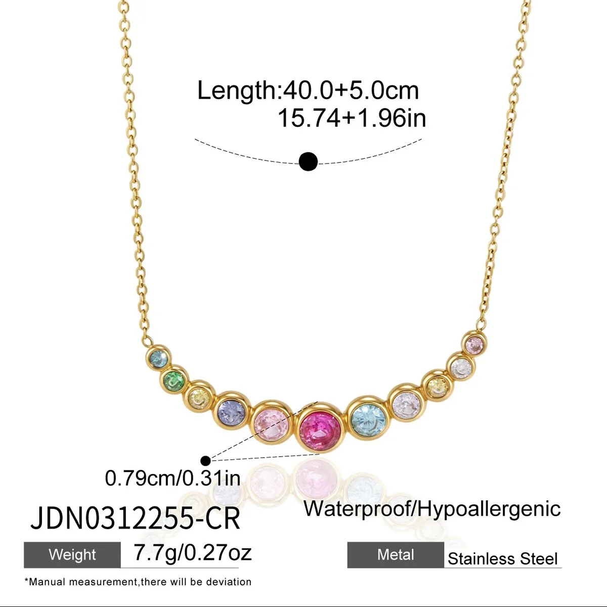 Colar Colorido Com Zircônias Em Formato De Carinha Sorridente, Banhado A Ouro, Ideal Para Presente De Casamento.