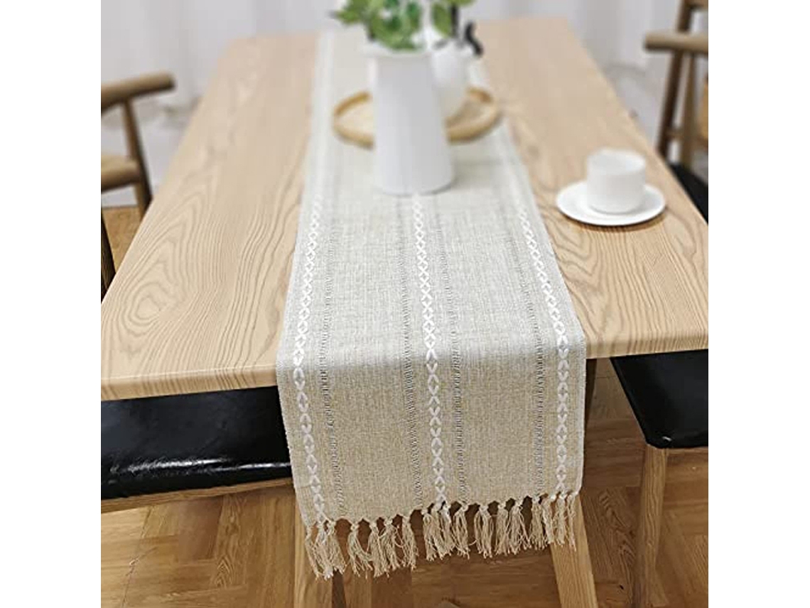 Ronjoe-guarda-mesa Retrô Elegante Tecido De Algodão E Linho Com Franjinhas Para Mesa De Jantar