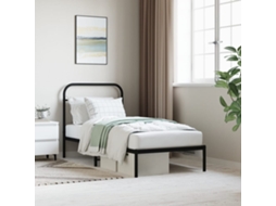 Estrutura De Cama Com Cabeceira 90x200 Cm Metal Preto