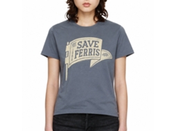 Rockinstone Ferris Bueller's Day Off Save Ferris Penant Heather Indigo Adult T-shirt Size:m