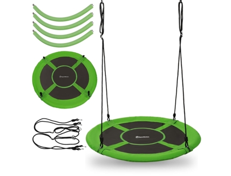 Balanço Ninho de Pássaro Ø 110 X H 160 Cm Máx. 100 kg Balanço Infantil 3 Altura Ajustável Balanço Redondo HYPERMOTION