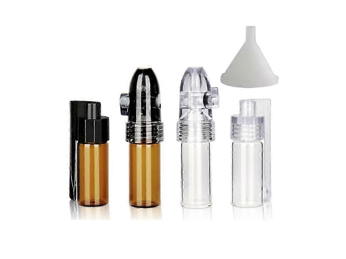 Conjunto De 4 Potes Vidro Para Pó Com Funil, Dispensador Portátil Para Temperos Em Pó, Frascos Transparentes E Recarregáveis​​ Para Armazenamento