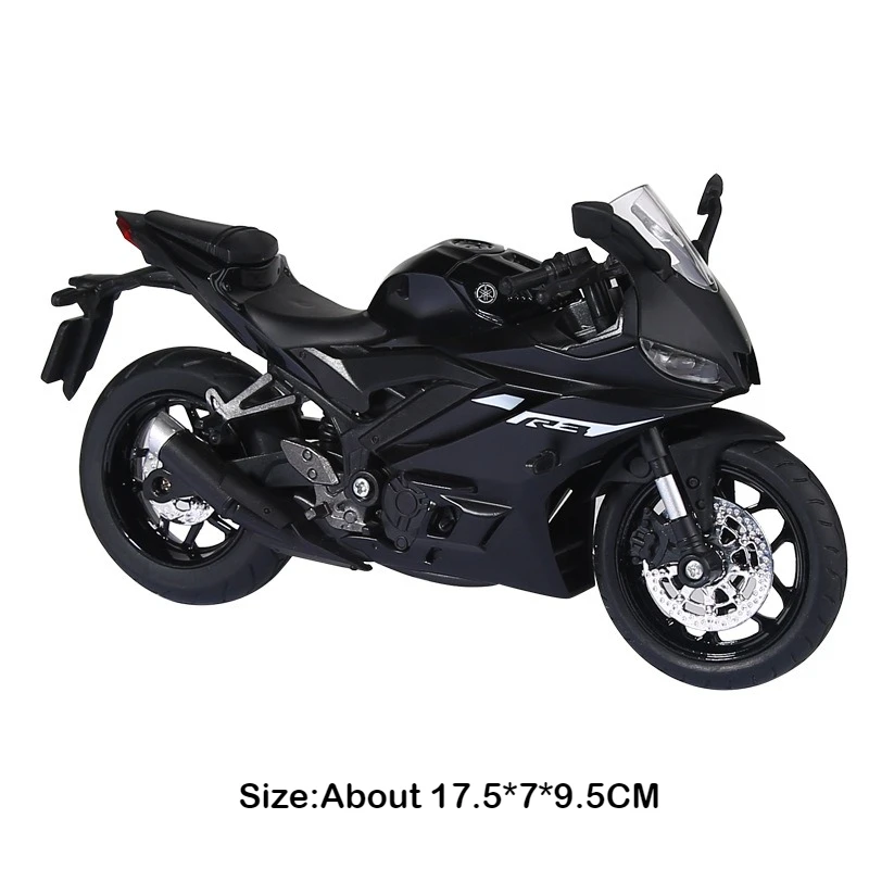 (r3 Preto) Escala 1:12 - Modelo De Motocicleta - Carroceria De Metal - Pneus De Borracha - Miniatura