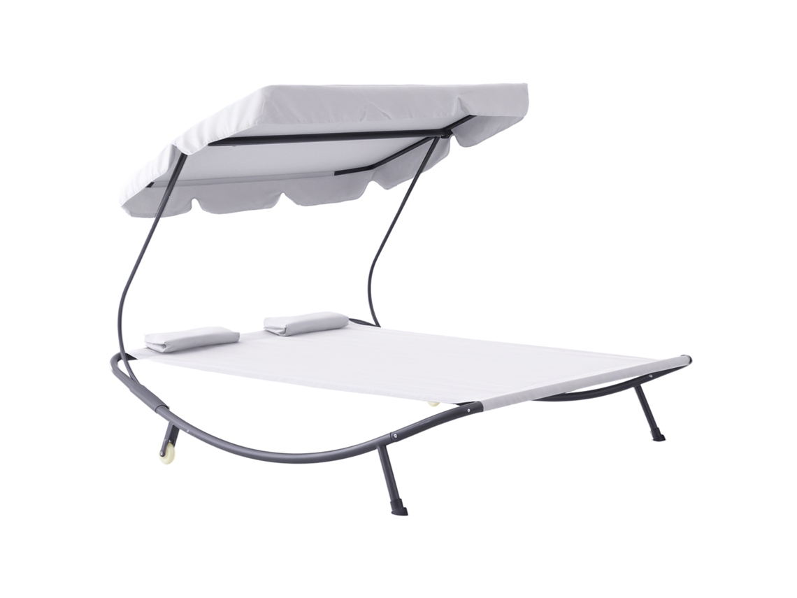 Lettino Matrimoniale 2 Posti Parasole Regolabile da Esterno e Giardino, 200x175 X134cm, ESSÊNCIACASA