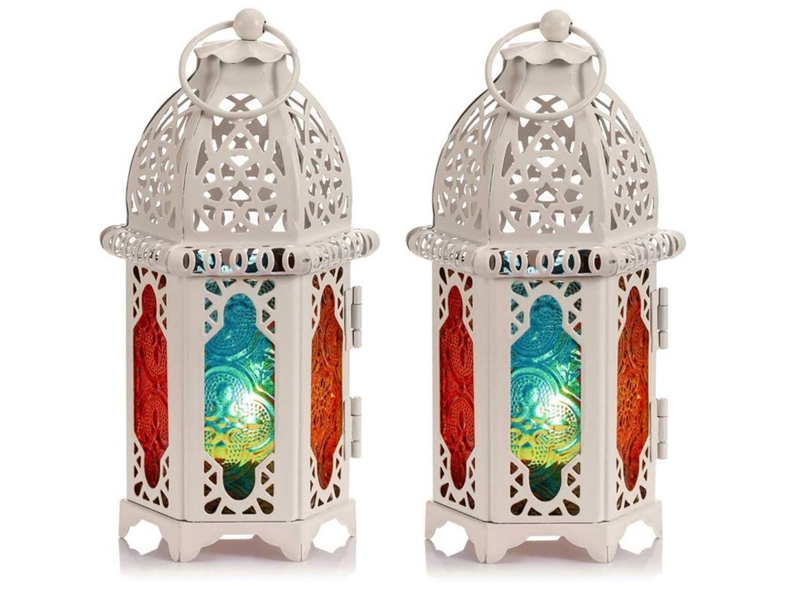 Lâmpada De Vela Estilo Marroquino Com Painel De Vidro Esmaltado, Porta Velas Pequenas Para Tealight