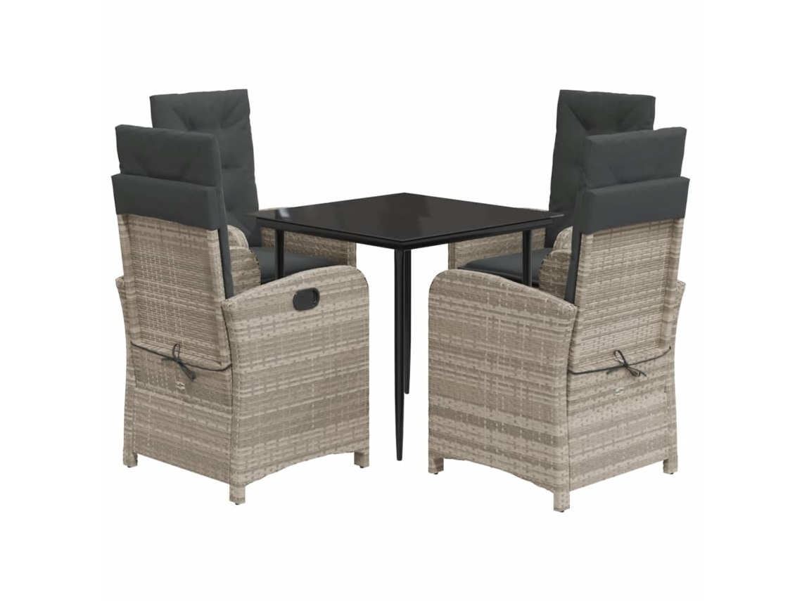 Maison Exclusive - 5 Pcs Conjunto De Jantar P/ Jardim C/ Almofadões Cinzento Claro
