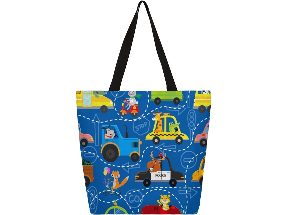 Bolsa de Lona com Alça Superior para Mulheres e Meninas 34,5 X 13 X 40 Cm Estampa de Animais de Desenho Animado