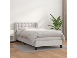 Vidaxl Cama Com Molas/colchão 100x200 Cm Couro Artificial Branco