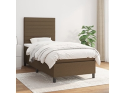 Vidaxl Cama Com Molas/colchão 100x200 Cm Tecido Castanho-escuro