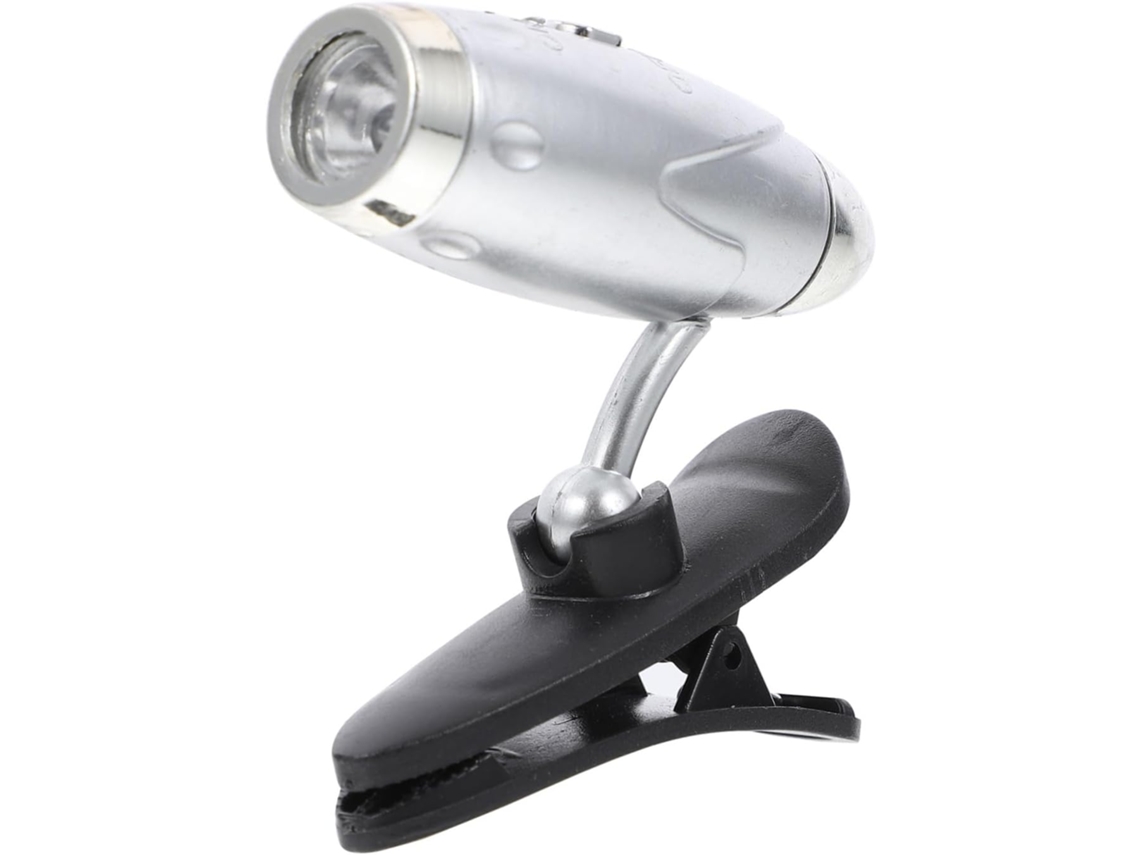 Mini Luminária De Leitura Portátil Led Com Clipe, Em Plástico Prateado, Luz Ajustável Para Leitura, Compacta E Brilhante