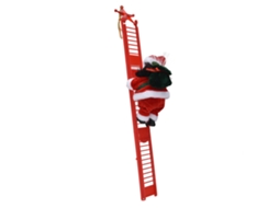 Mali papai Noel Elétrico de Cor Preta Escalando com Escada Decorativo de Natal Boneca Infantil