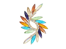 2026 broche de Mulher com Pedras Strass e Flor Giratória, Design Fashion de Liga, Exquisito e Detalhado