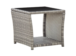 Vidaxl Mesa De Centro 45x45x40 Cm Vime Pe E Vidro Cinzento