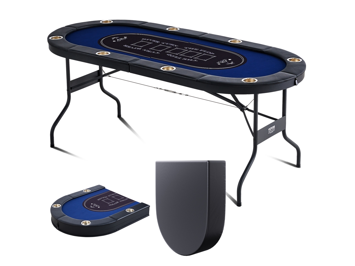 Tabela de Poker Oval Dobrável de VEVOR 183Cm 8 Jogadores 21:00 Texas