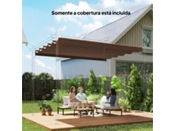 Cobertura para Pérgola 2.5x2.55cm Teto Subst. Retrátil P/ Gazebo com 10 Orifícios de Drenagem Café