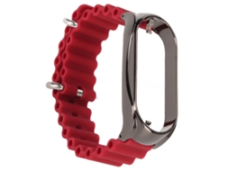 Pulseira de Silicone com Capa Protetora de Aço Inoxidável para Mi Band 7 Burgundy